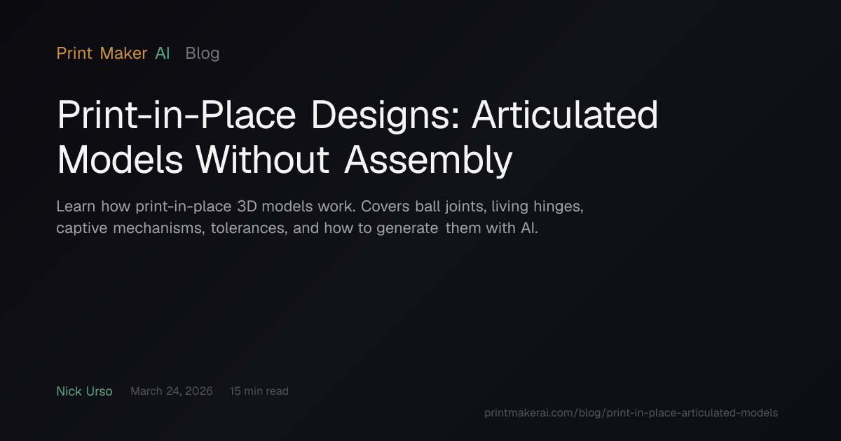 Print-in-Place Designs: Articulated Models Without Assembly — PrintMakerAI